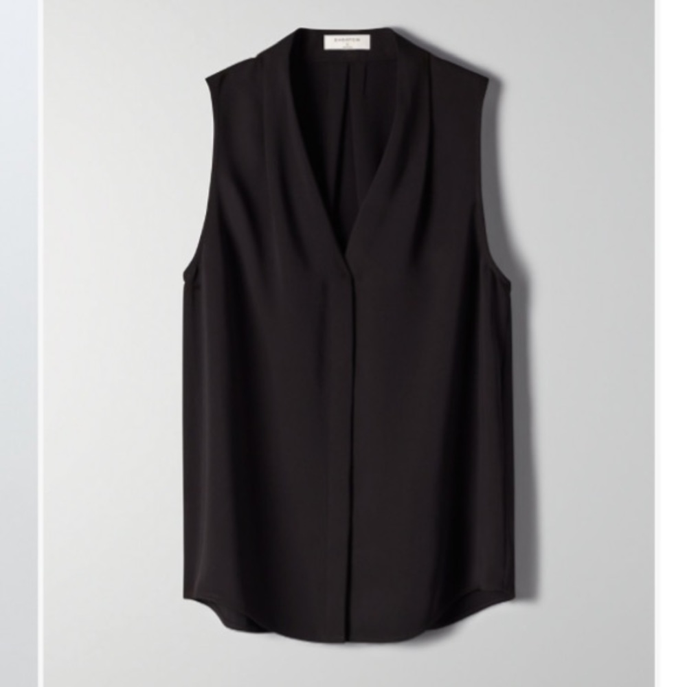 Babaton Black Sleeveless V-Neck Blouse